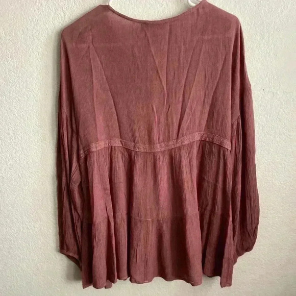 🆕Rachel Zoe Boho Mauve Flowy Babydoll Top S🆕 - Picture 4 of 10